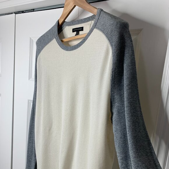 Banana Republic Men’s XL Cream & Grey Long Sleeve Sweatshirt – Cotton/Poly Blend - Picture 4 of 13
